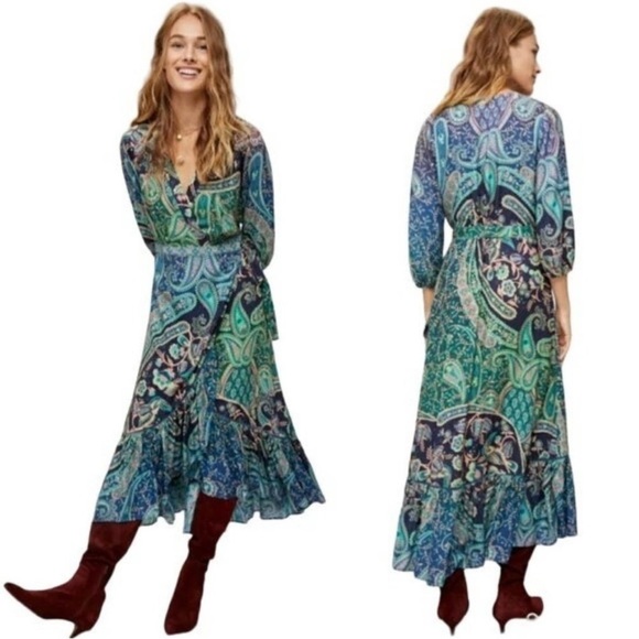 FARM Rio Dresses & Skirts - NWT FARM RIO ANTHROPOLOGIE WRAP MIDI DRESS